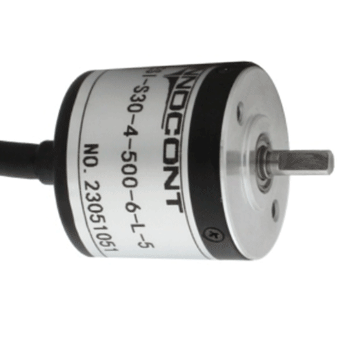 Инкрементальный энкодер D=30мм, выступающий вал 4мм, 200 имп/об, 5VDC, выход TTL, IP54, -20…+80°C, аксиальный кабель 2м