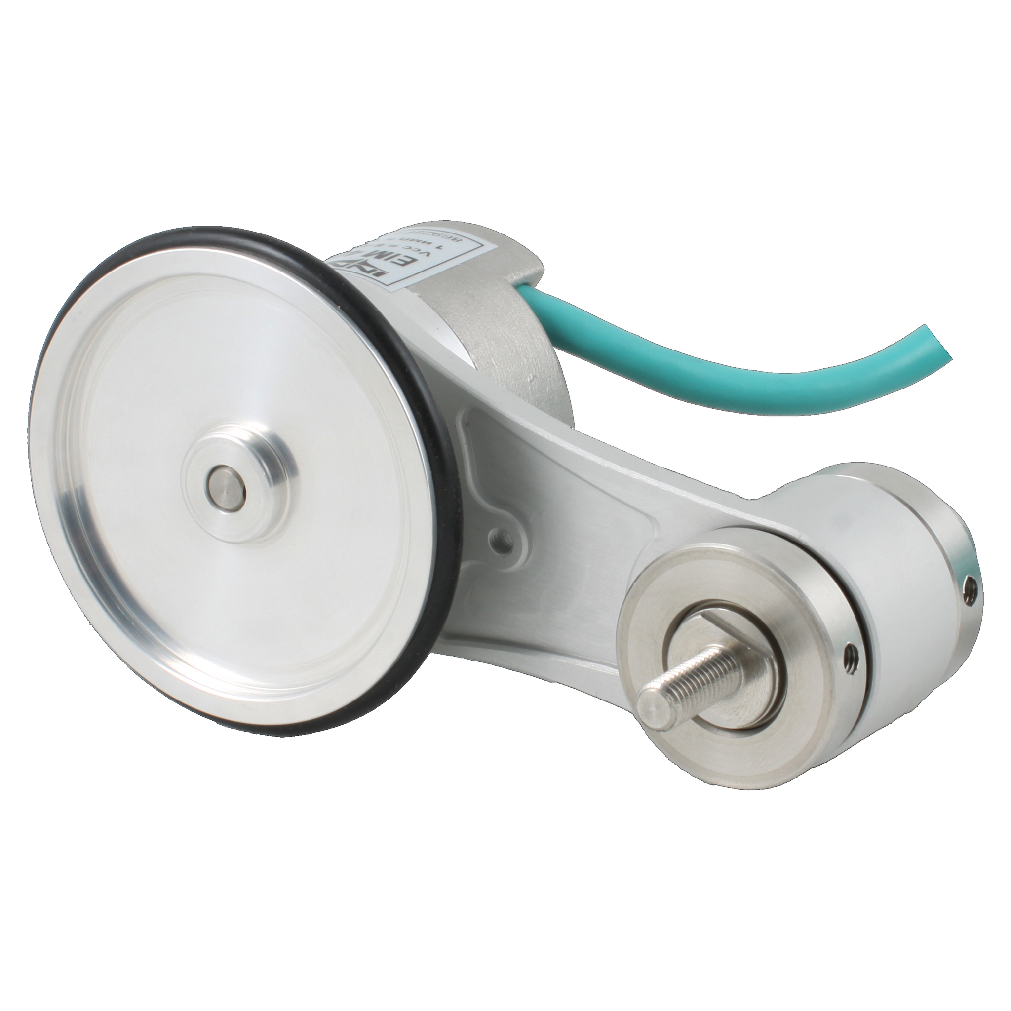 Инкрементальный энкодер D=40мм с мерным колесом L=200мм, контактная поверхность - резина, профиль гладкий, 1имп/0,5мм, 5…30VDC, выход HTL, IP64, -20…+85°C, тангенциальный кабель 2м