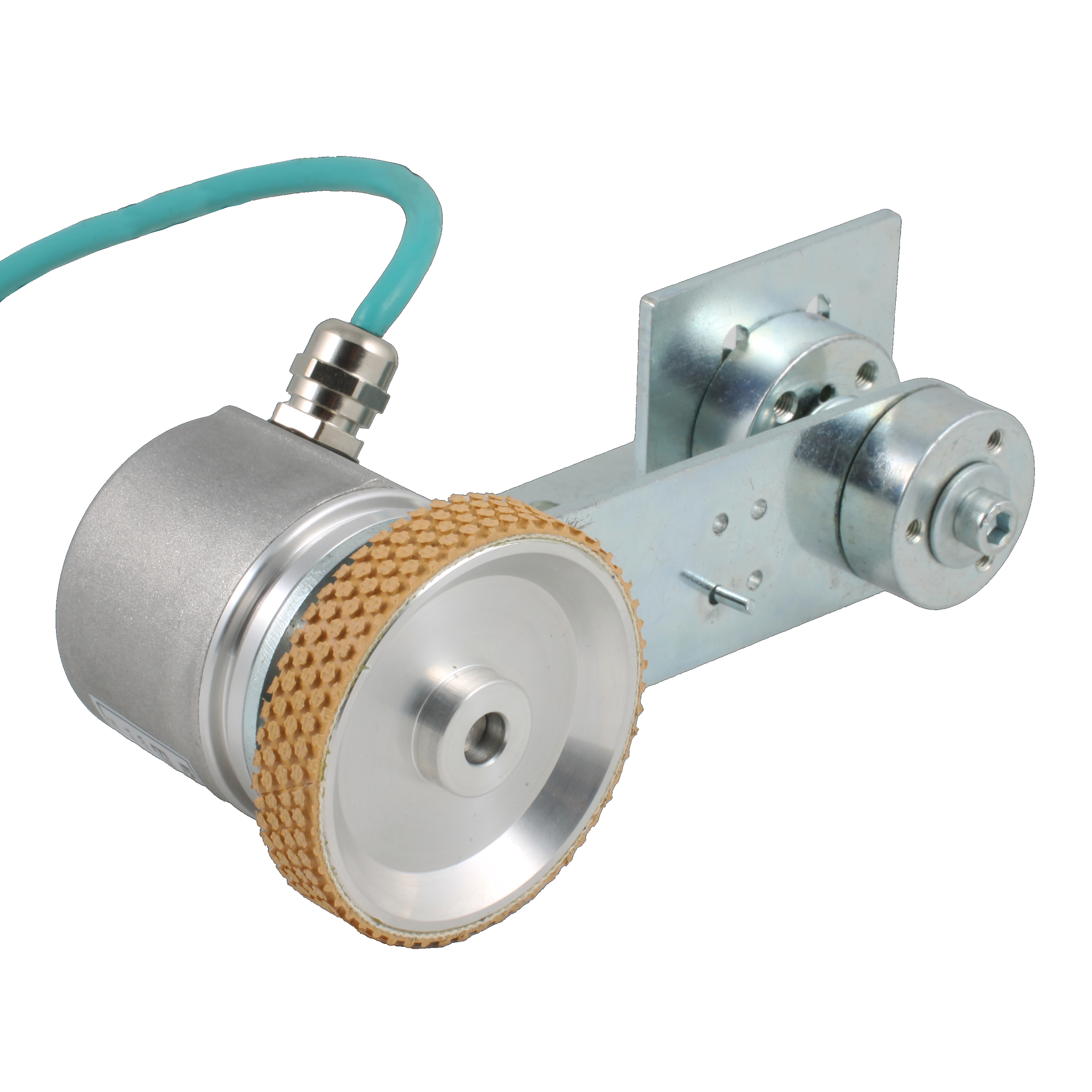 Инкрементальный энкодер D=50мм с мерным колесом L=200мм, контактная поверхность - резина, профиль ребристый, 1имп/0,5мм, 5…30VDC, выход HTL, IP64, -20…+85°C, радиальный кабель 2м